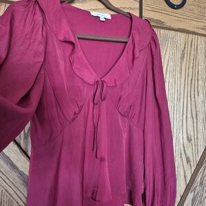 Rose & Olive Magenta Blouse with Ruffle Detail